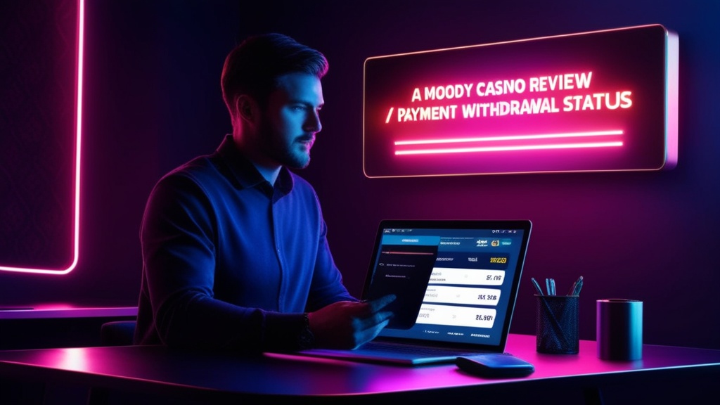 Speler controleert de status van een uitbetaling in een donkere casino-omgeving