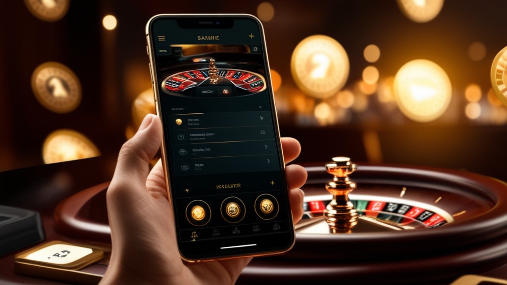 Mobiele app-interface met duidelijke navigatie in een casino-achtige sfeer
