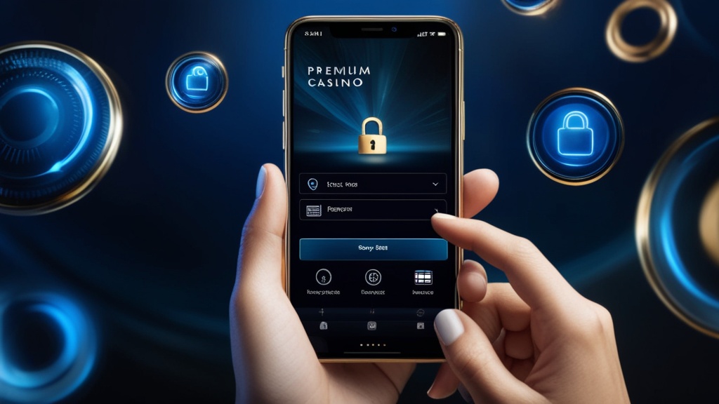 Telefoon met veilig inloggen en accountinstellingen in een casino-achtige setting