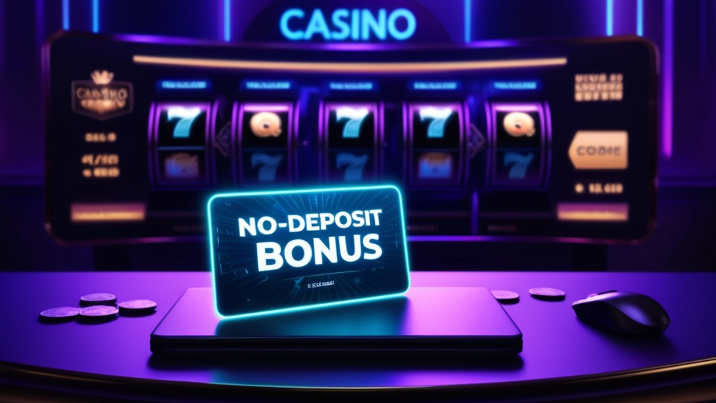 Casino-interface met no deposit bonus en codeveld in neonlicht